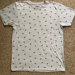 DISNEY MICKEY MOUSE ditsy silhouettes print medium weight grey unisex tee